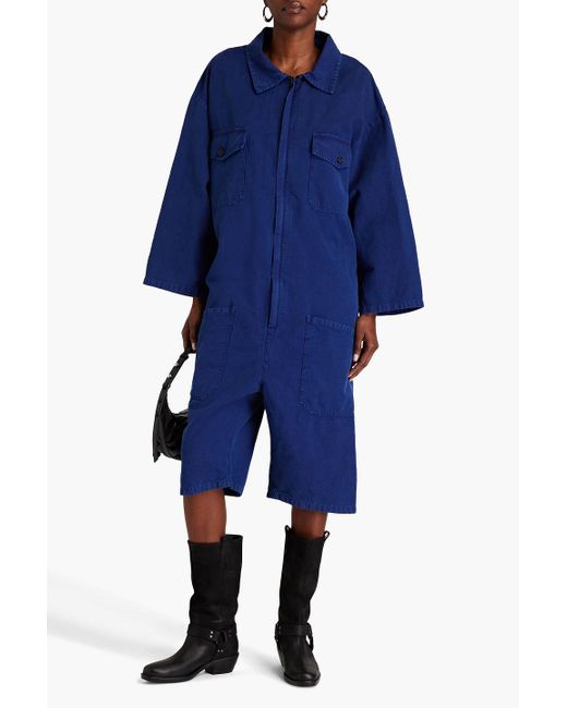 Maison Margiela Blue Cropped jumpsuit aus einer baumwoll-leinenmischung