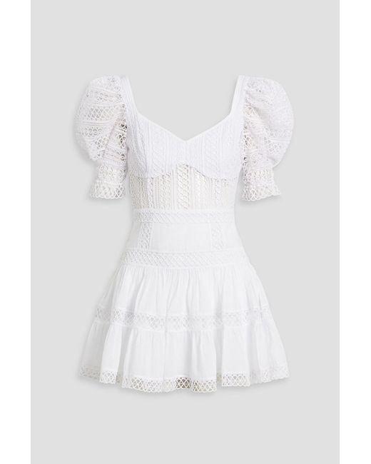 Charo Ruiz White Katharine Guipure Lace And Cotton-blend Voile Mini Dress
