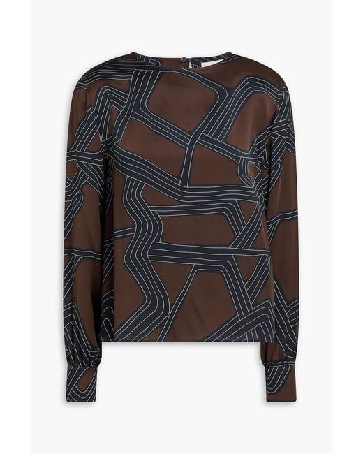 Officine Generale Black Georgie Printed Silk-Habotai Top