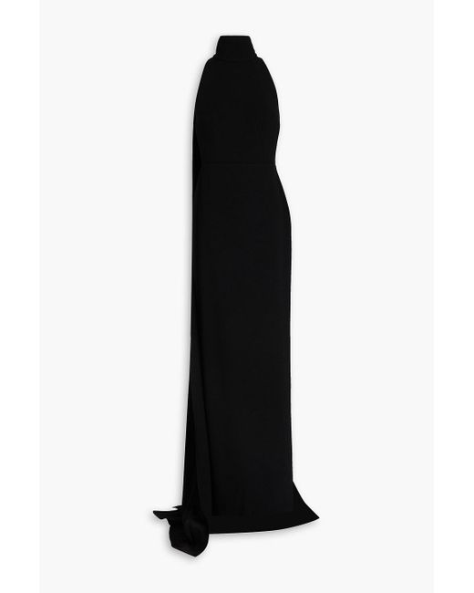Alex Perry Black Draped Satin-crepe Gown