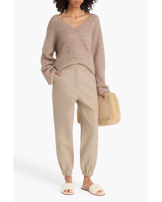 Frankie Shop Natural Cropped karottenhose "samara" aus filz aus einer wollmischung