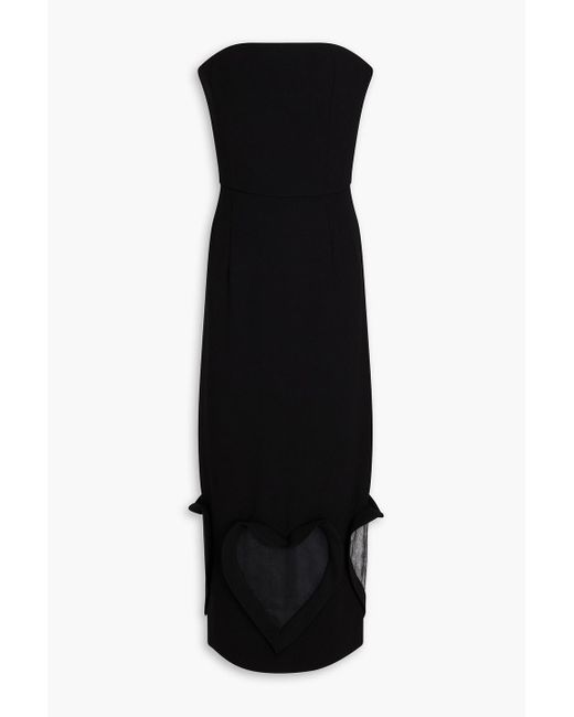 Zuhair Murad Black Strapless Crepe Midi Dress