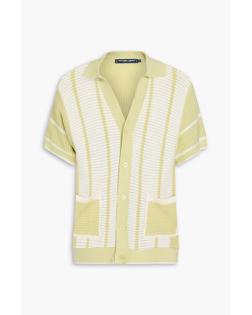 Frescobol Carioca Yellow Fabricio Striped Crochet-Knit Cotton Cardigan for men