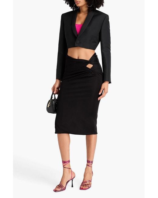 Versace Black Cutout Stretch-Jersey Midi Skirt