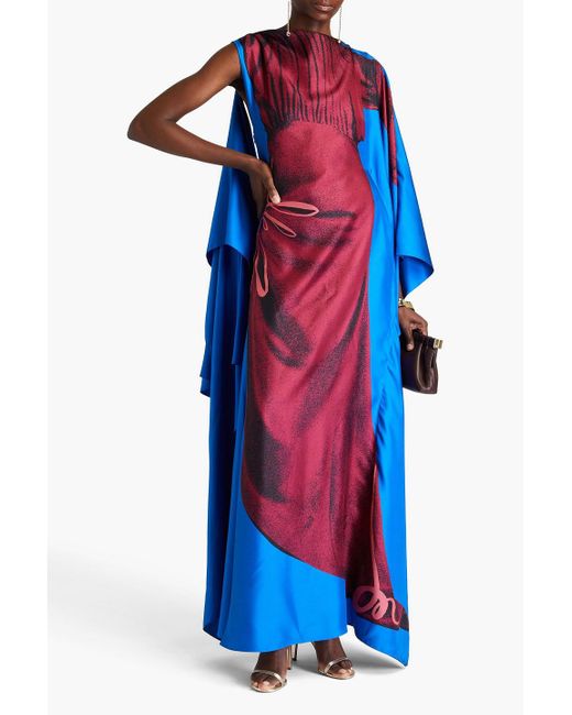 Roksanda Blue Senvu Draped Printed Silk-twill Maxi Dress