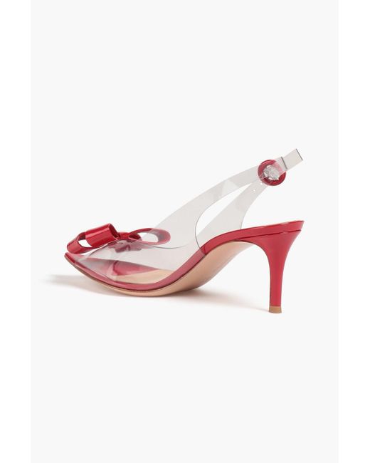 Gianvito Rossi Pink Bow-embellished Pvc And Patent-leather Slingback Pumps