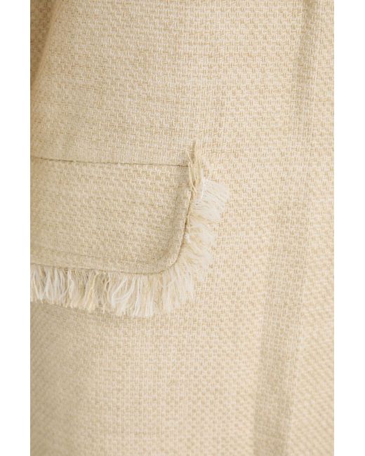 By Malene Birger Natural Delany Fringed Linen-Blend Jacquard Midi Dress