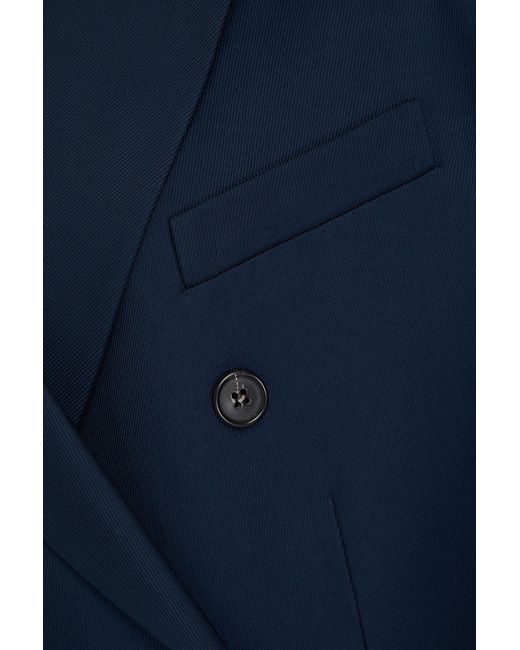 Theory Blue Double-breasted Twill Blazer