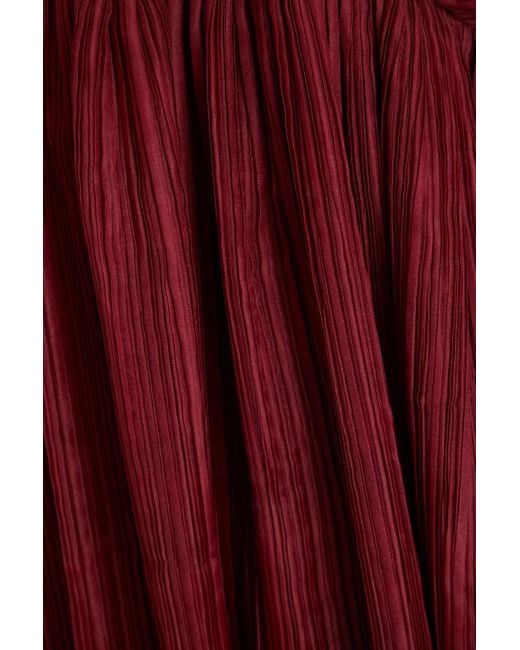 Aje. Red Laurier Cutout Plissé-organza Maxi Dress