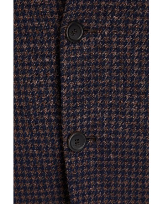 Canali Black Houndstooth Jacquard-knit Blazer for men