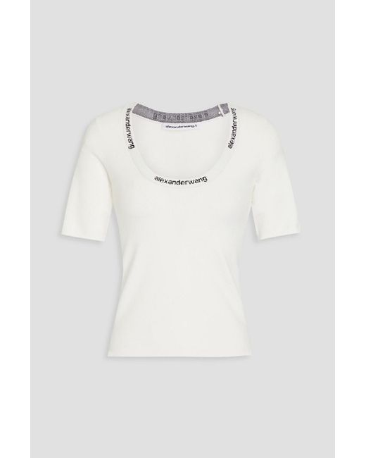T By Alexander Wang White Stretch-knit Top