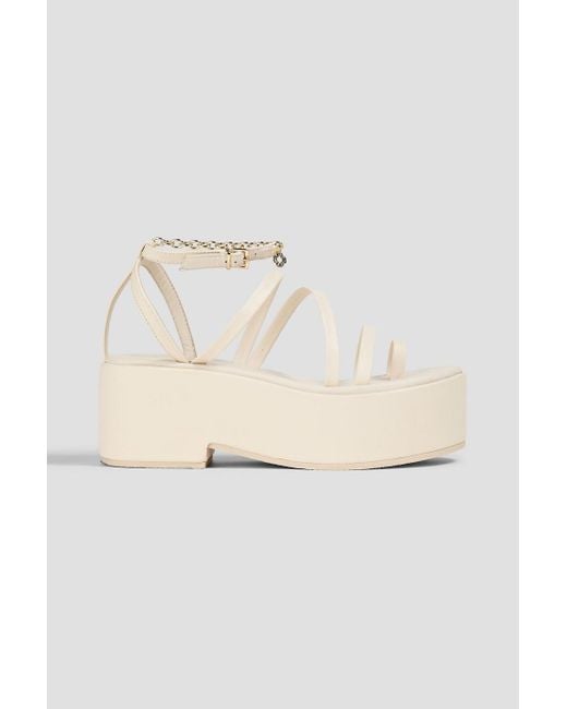 Maje Natural Chain-Embellished Leather Platform Sandals