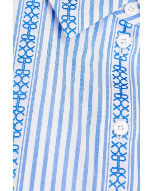 Claudie Pierlot Blue Striped Cotton-poplin Midi Shirt Dress