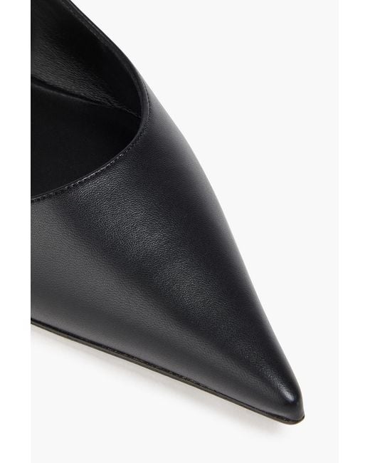 Magda Butrym Black Floral-Appliquéd Leather Slingback Point-Toe Flats