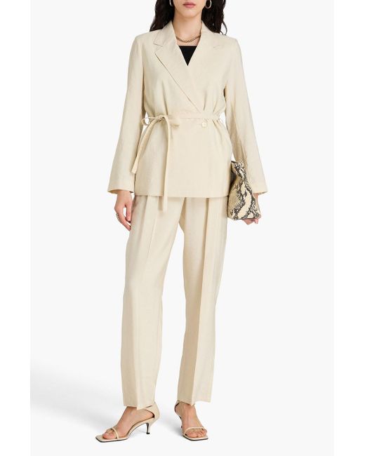 Joseph Natural Majet Double-Breasted Textured Silk-Blend Twill Blazer