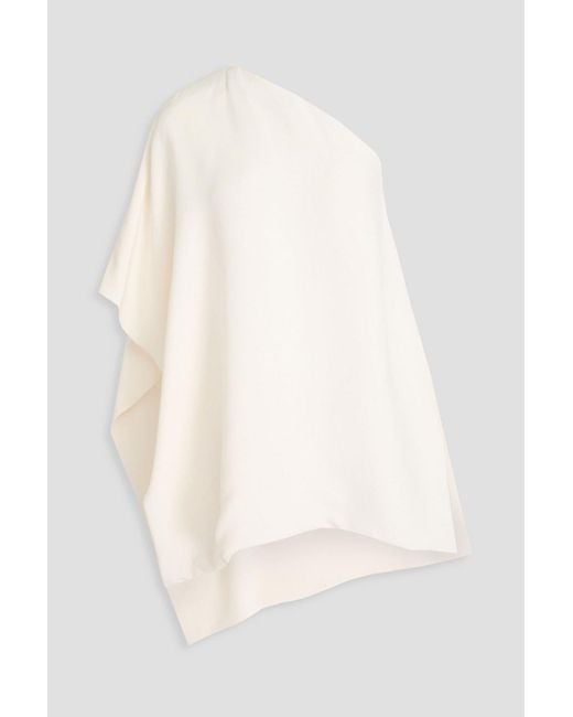 Emilio Pucci White One-shoulder Cape-effect Silk Top