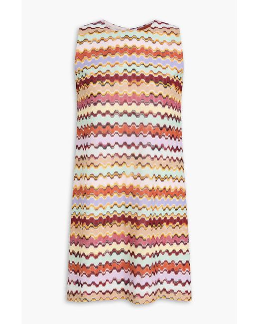 Missoni Red Crochet-Knit Cotton-Blend Mini Dress