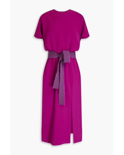 RED Valentino Purple Bow-detailed Crepe Midi Dress
