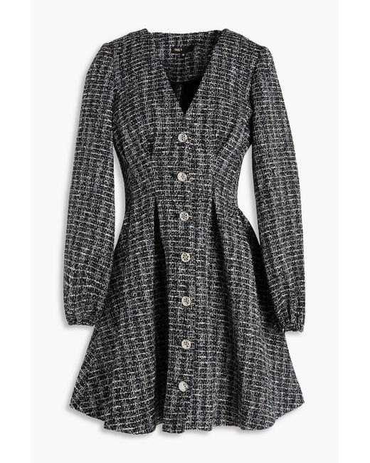 Maje Black Embellished Tweed Mini Dress