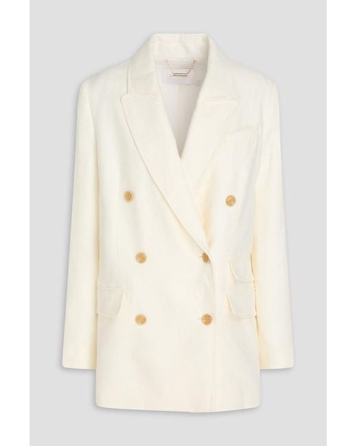 Zimmermann Natural Double-breasted Linen Blazer