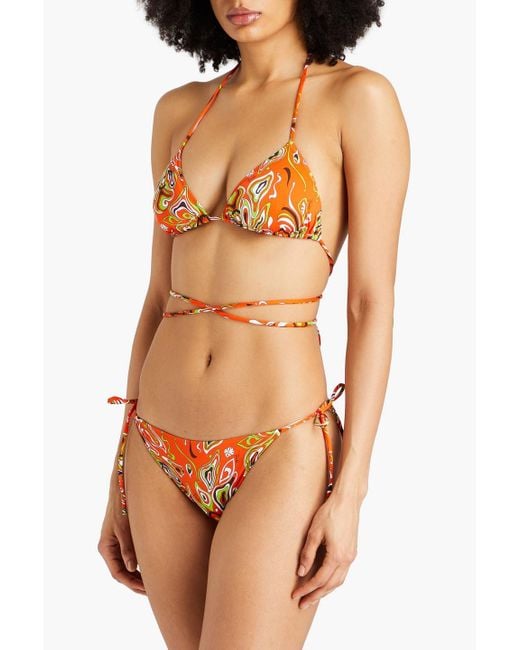 Emilio Pucci Orange Printed Triangle Bikini