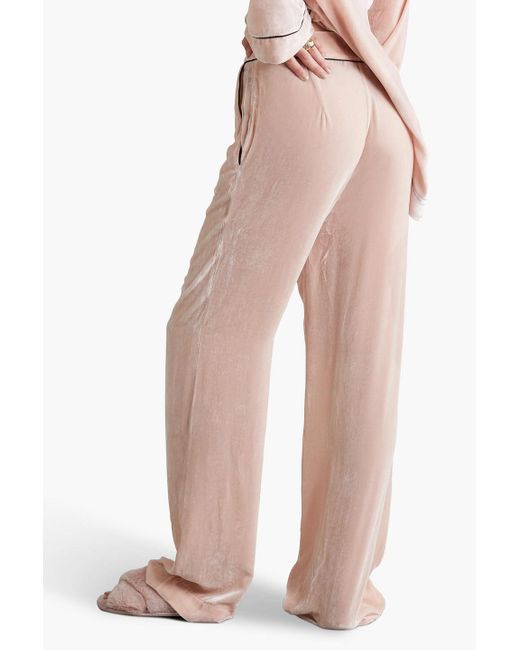 Sleeping with Jacques Pink Piped Velvet Pajama Pants