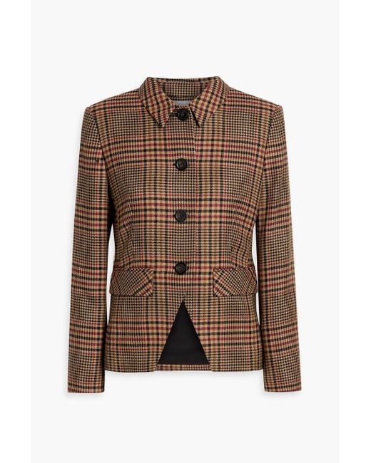 Veronica Beard Brown Aire Dickey Checked Wool-Tweed Blazer