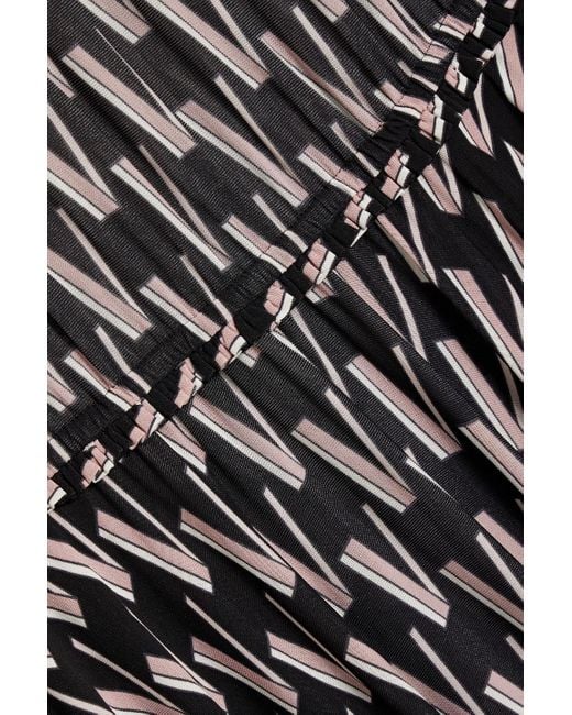 Valentino Garavani Black Printed Stretch-mesh Midi Dress