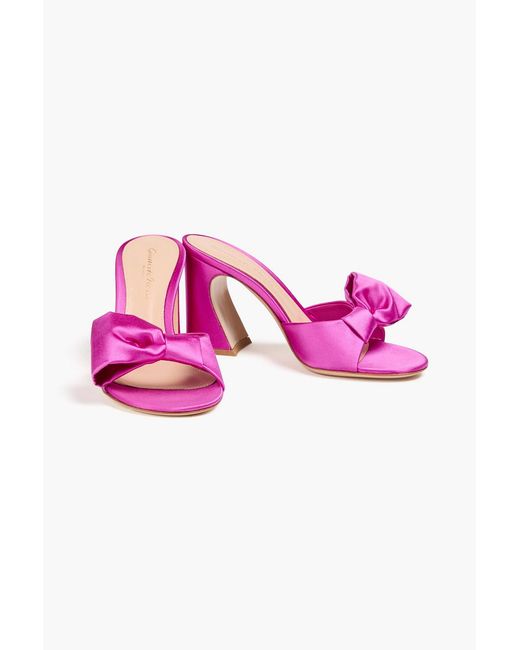Gianvito Rossi Pink Rosie Bow-Detailed Satin Mules