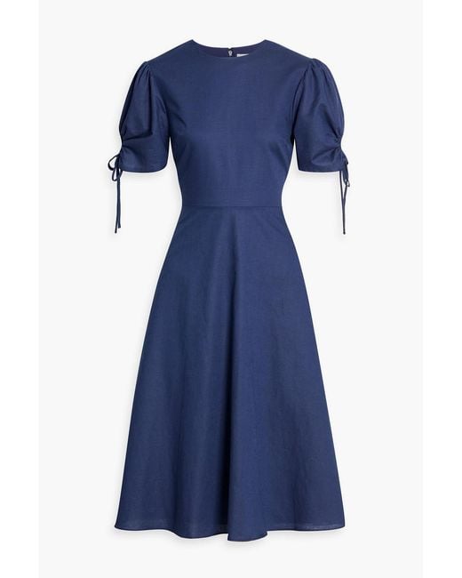 Mikael Aghal Blue Cotton And Linen-Blend Dress
