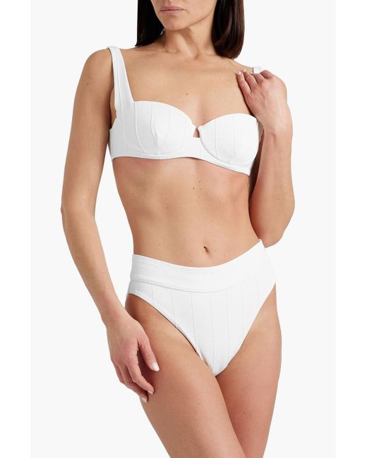 Onia White Danica Ribbed Bikini Top