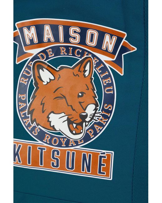 Maison Kitsuné Blue Printed Canvas Tote for men