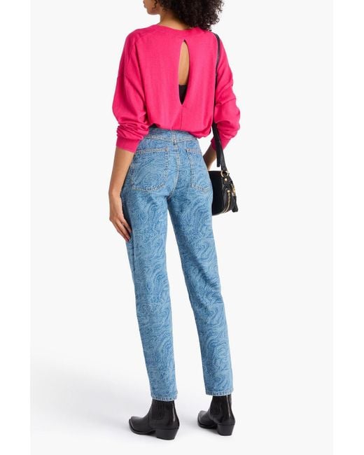 IRO Blue Printed High-Rise Straight-Leg Jeans
