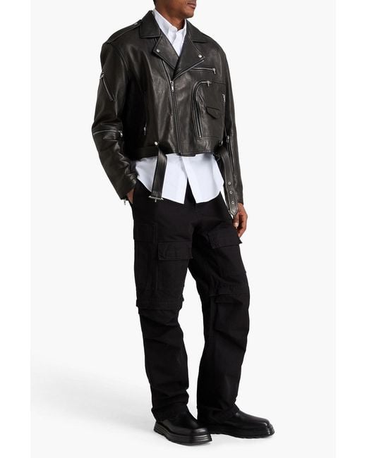 Rick Owens Black Leather Biker Jacket for men