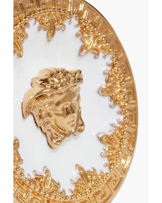 Versace Metallic Gold-tone Enamel Clip Earrings for men