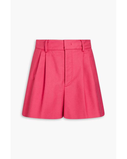RED Valentino Pink Pleated Cotton-blend Shorts