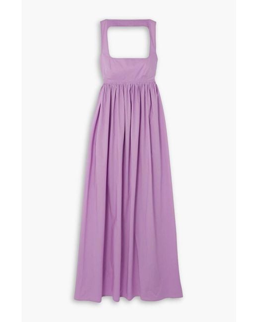 Oroton Purple Open-back Cotton-poplin Maxi Dress