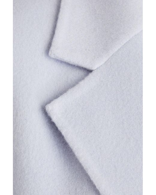 Theory Blue Belted Wool And Cashmere-blend Felt Coat