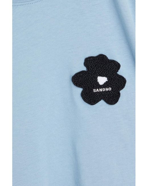 Sandro T-shirt aus baumwoll-jersey mit applikationen in Blue für Herren