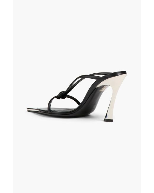 Mugler Black Knotted Leather Mules