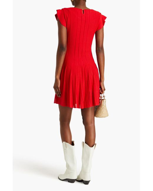 Claudie Pierlot Red Ribbed-knit Mini Dress