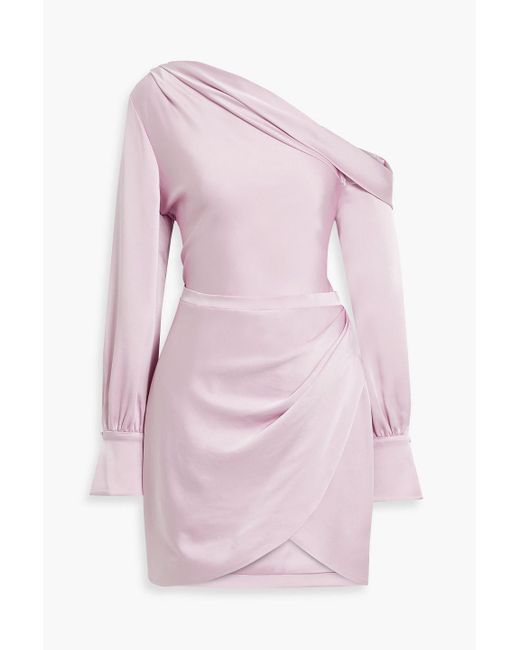Jonathan Simkhai Pink Cameron One-Shoulder Satin-Crepe Mini Dress