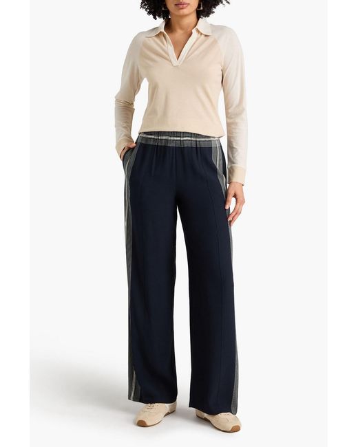 Vince Natural Two-Tone Cotton-Jersey Polo Shirt