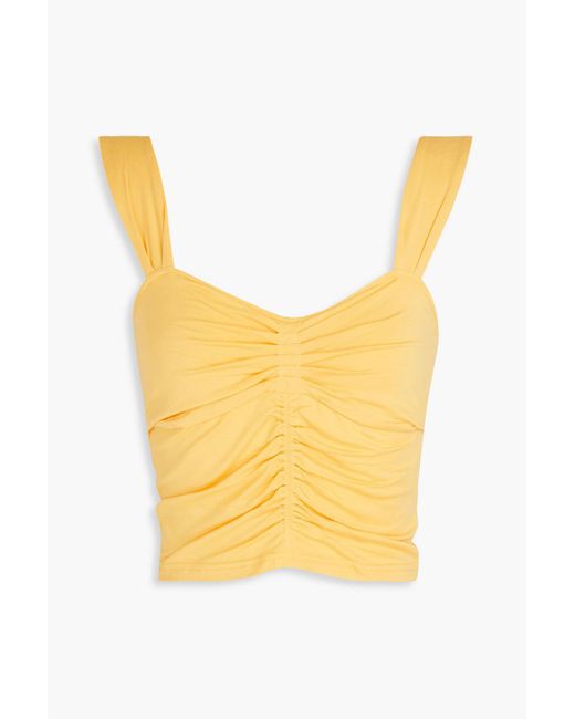 10 Crosby Derek Lam Yellow Ruched Stretch-jersey Top