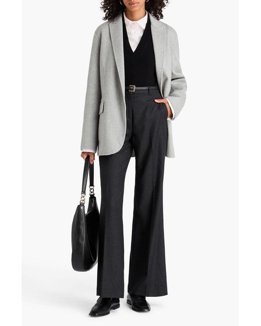 Theory Black Talbert Wool-flannel Wide-leg Pants