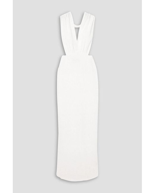 Ludovic de Saint Sernin White Linen-Blend Gauze Halterneck Maxi Dress