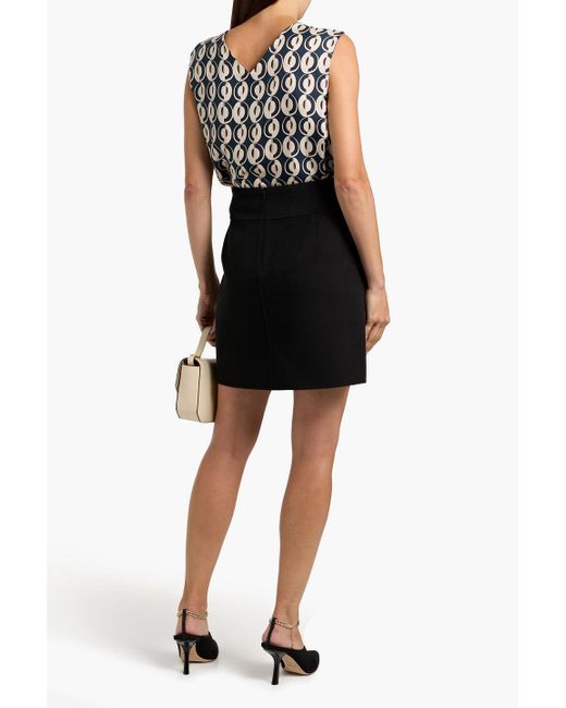 Max Mara Black Time Printed Silk-Twill Top