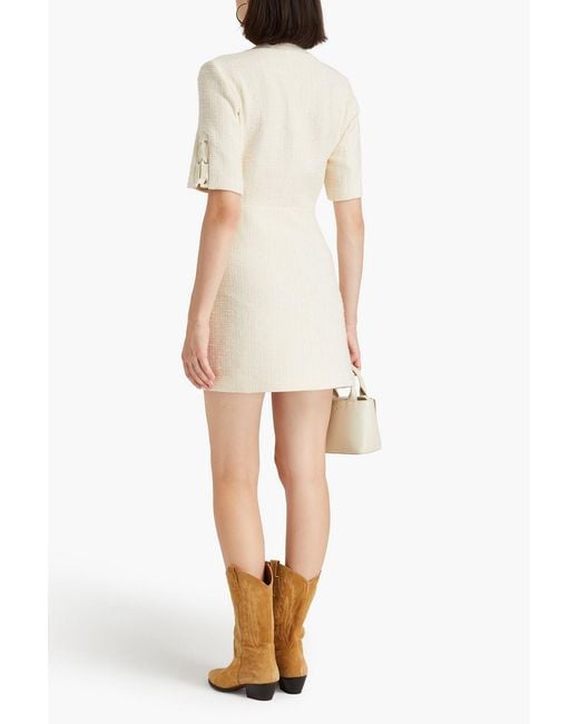 Maje Natural Lace-up Cotton-blend Mini Dress