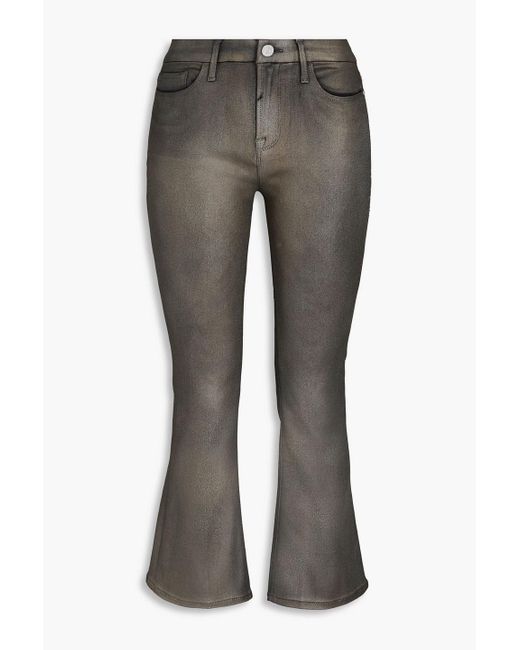FRAME Gray Le Crop Mini Boot Coated High-rise Bootcut Jeans