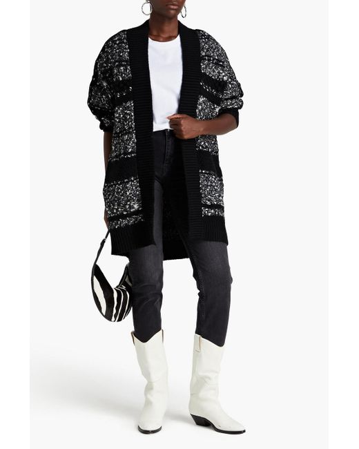 IRO Black Alyssa Bouclé-knit Wool-blend Cardigan